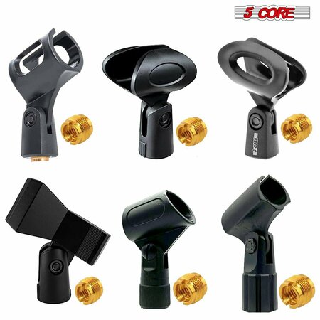 5 Core 5 Core Universal Microphone Holder 6Pack w Gold Plated 5/8" Male to 3/8" Female Screw Adapter MC 123478 6PCS